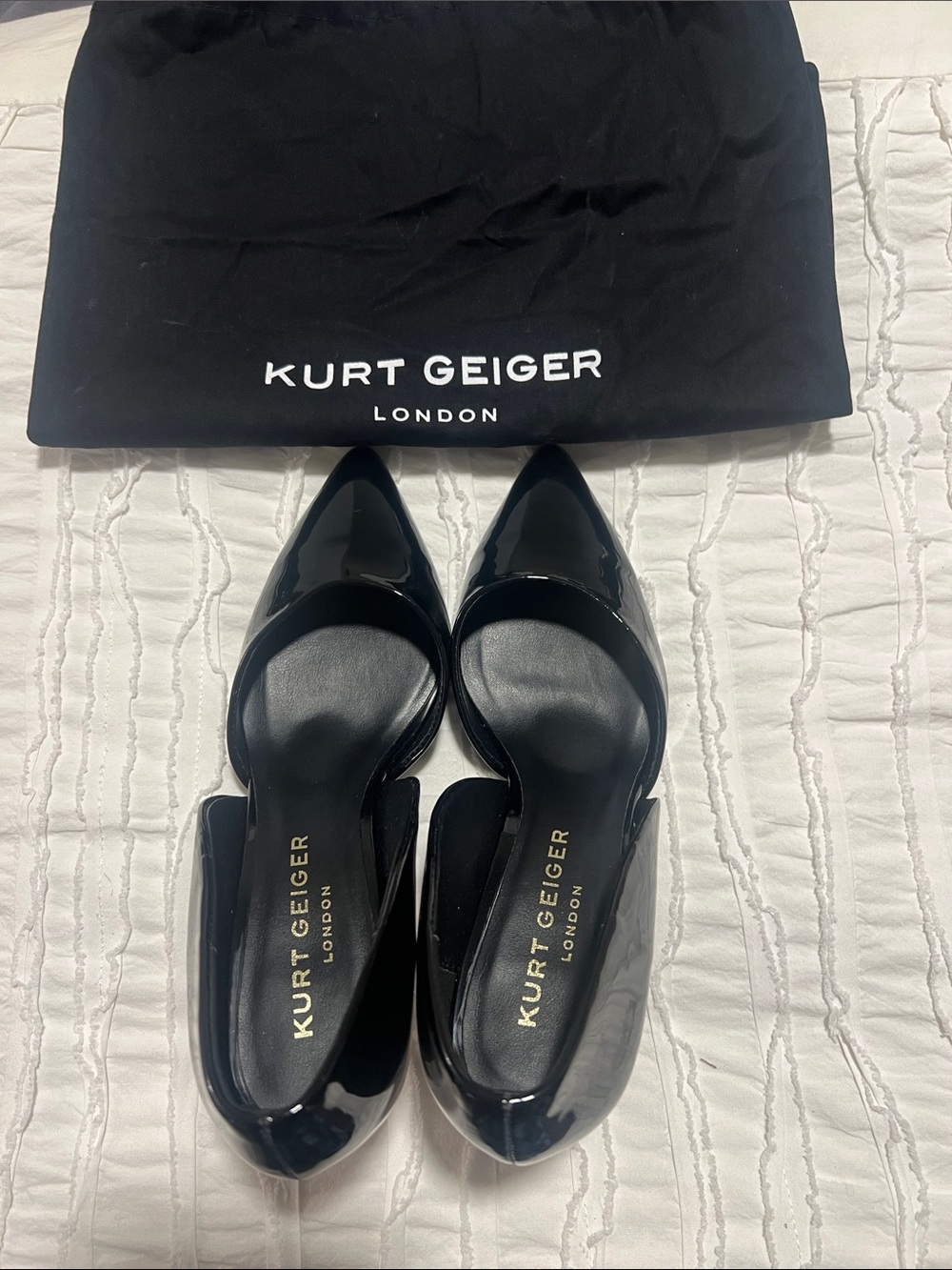Kurt Geiger Black Patent Pointed D'Orsay Flats